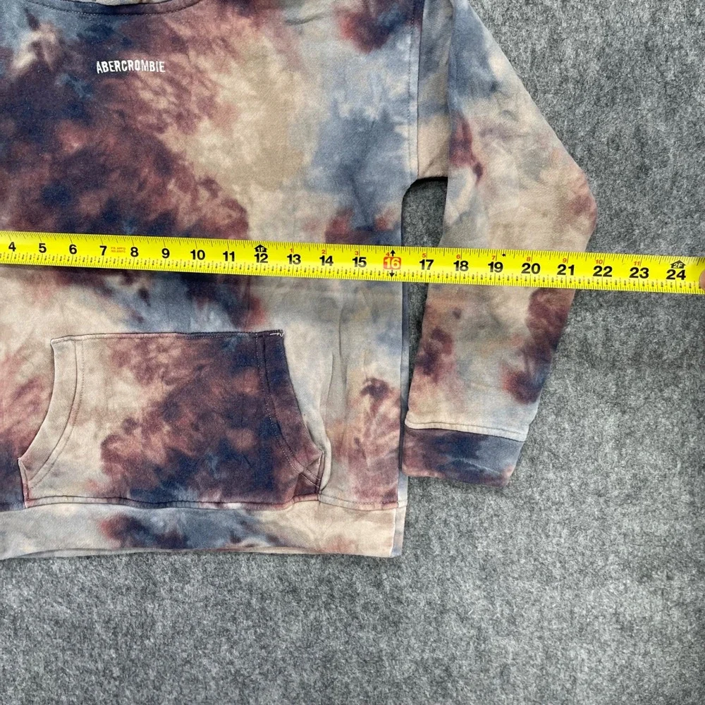 Abercrombie Hoodie Kids 9/10 Relaxed Fit Tie Dye Sweatshirt Blue Burgundy Tan
